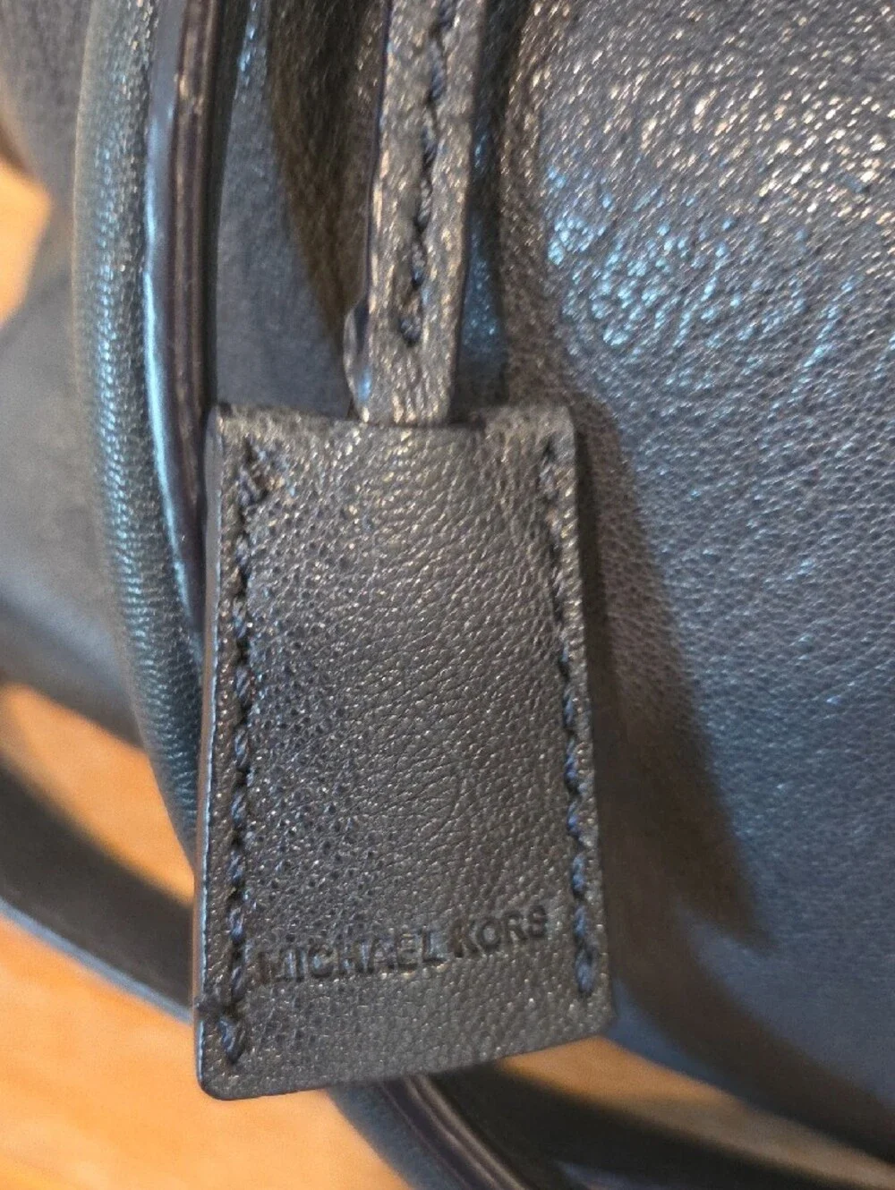 Michael Kors Hamilton Large Navy Leather Satchel Shoulder Bag MK Lock